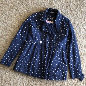 Navy Blue White Polka Dot Kids Coat